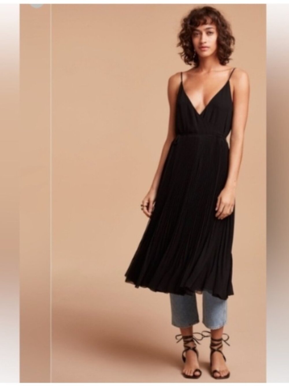 Aritzia Wilfred Beaune Pleated Chiffon Midi Wrap Dress S